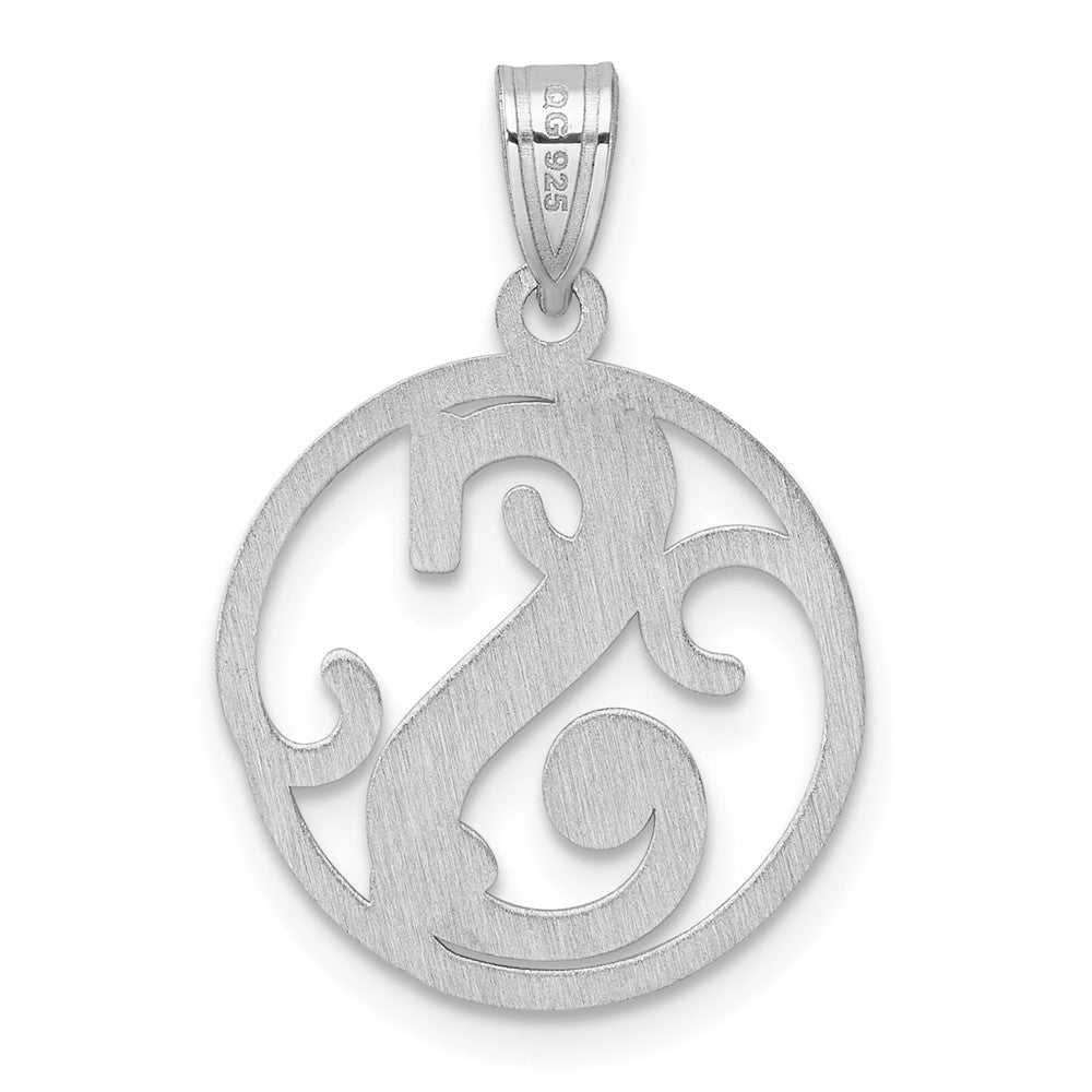 Small Sterling Silver Rhodium-Plated Fancy Script Letter S Initial Pendant