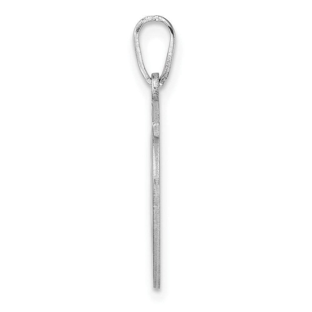 Small Sterling Silver Rhodium-Plated Fancy Script Letter U Initial Pendant