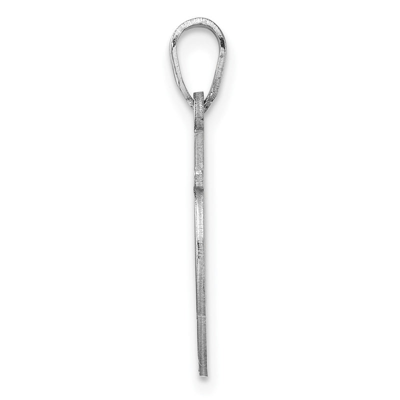 Small Sterling Silver Rhodium-Plated Fancy Script Letter W Initial Pendant
