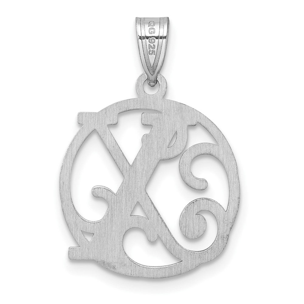 Small Sterling Silver Rhodium-Plated Fancy Script Letter X Initial Pendant