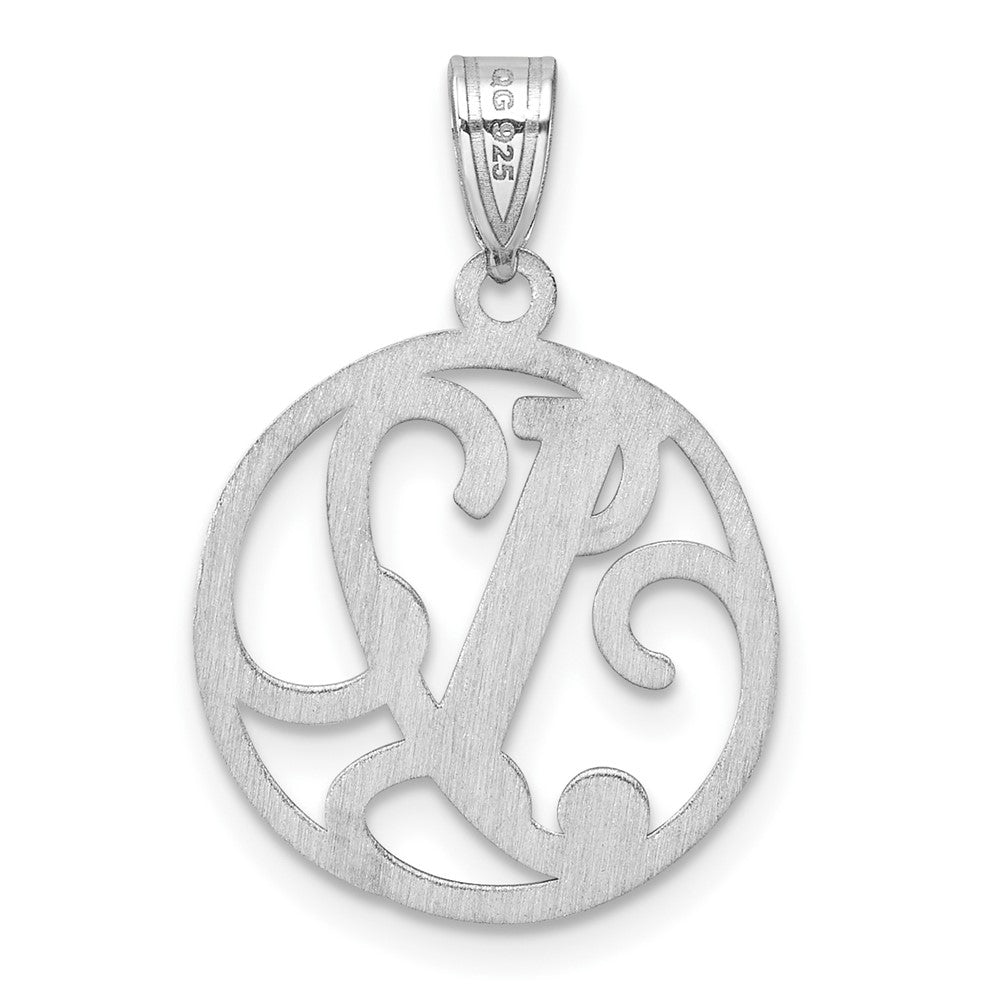 Small Sterling Silver Rhodium-Plated Fancy Script Letter Y Initial Pendant