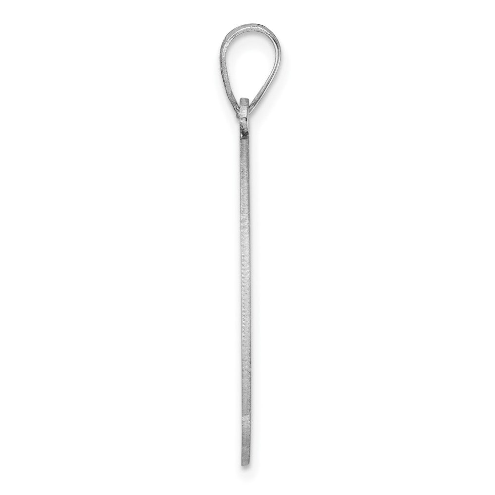Large Sterling Silver Rhodium-Plated Fancy Script Letter Initial Pendant