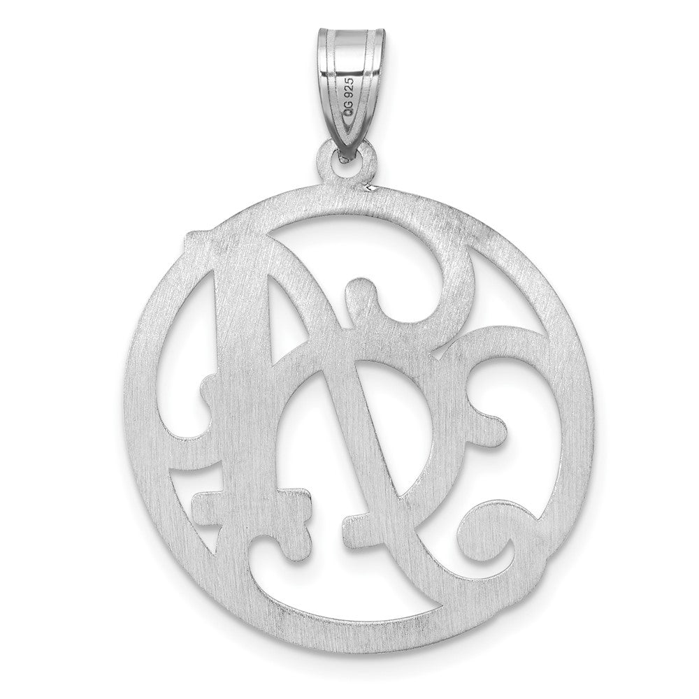 Large Sterling Silver Rhodium-Plated Fancy Script Letter Initial Pendant