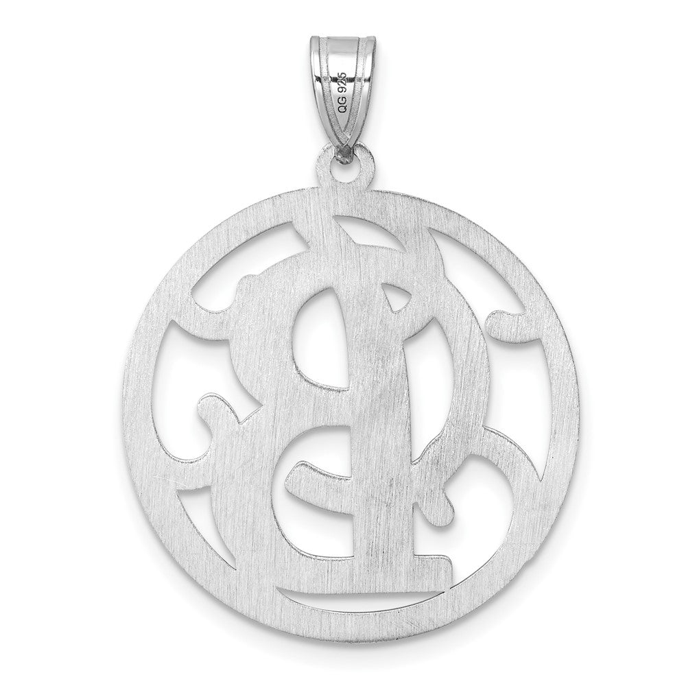 Large Sterling Silver Rhodium-Plated Fancy Script Letter B Initial Pendant
