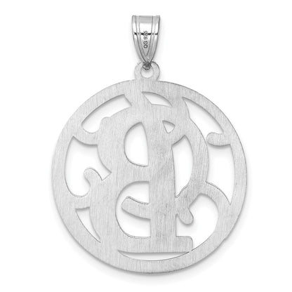 Large Sterling Silver Rhodium-Plated Fancy Script Letter B Initial Pendant