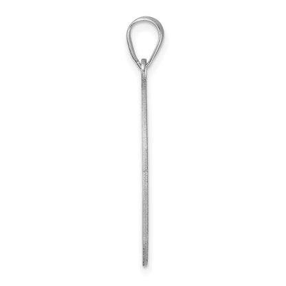 Large Sterling Silver Rhodium-Plated Fancy Script Letter H Initial Pendant