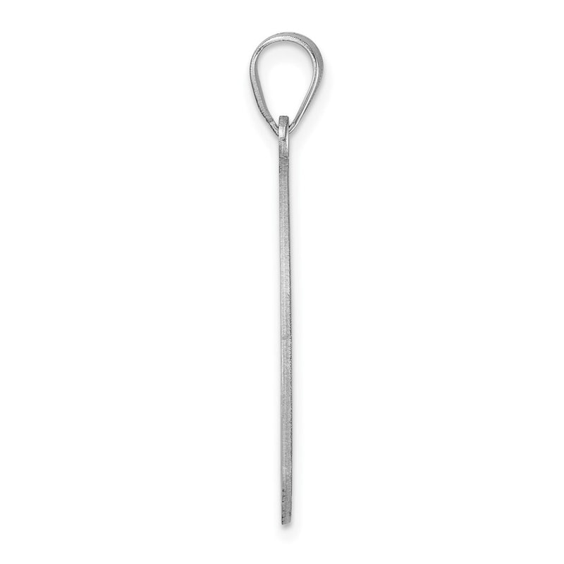 Large Sterling Silver Rhodium-Plated Fancy Script Letter H Initial Pendant