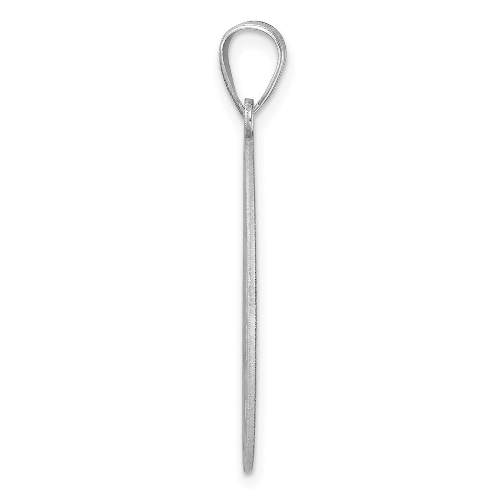 Large Sterling Silver Rhodium-Plated Fancy Script Letter I Initial Pendant