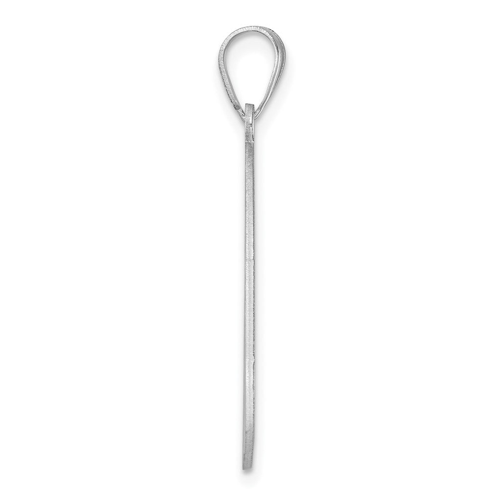 Large Sterling Silver Rhodium-Plated Fancy Script Letter K Initial Pendant