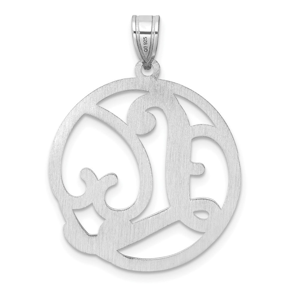 Large Sterling Silver Rhodium-Plated Fancy Script Letter L Initial Pendant