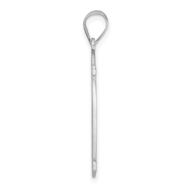 Large Sterling Silver Rhodium-Plated Fancy Script Letter M Initial Pendant