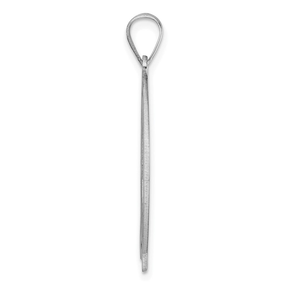 Large Sterling Silver Rhodium-Plated Fancy Script Letter Q Initial Pendant