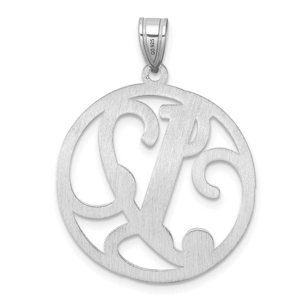 Large Sterling Silver Rhodium-Plated Fancy Script Letter Y Initial Pendant