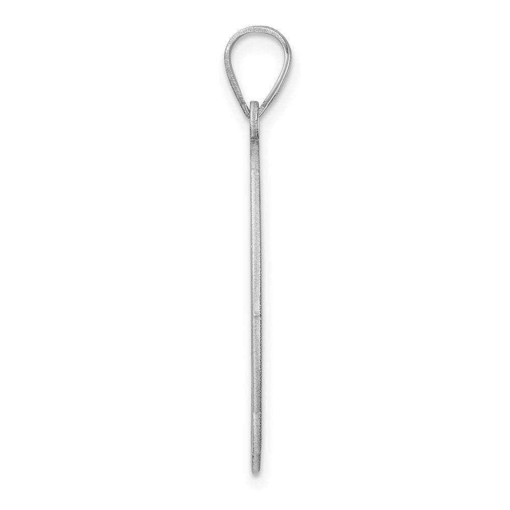 Large Sterling Silver Rhodium-Plated Fancy Script Letter Z Initial Pendant