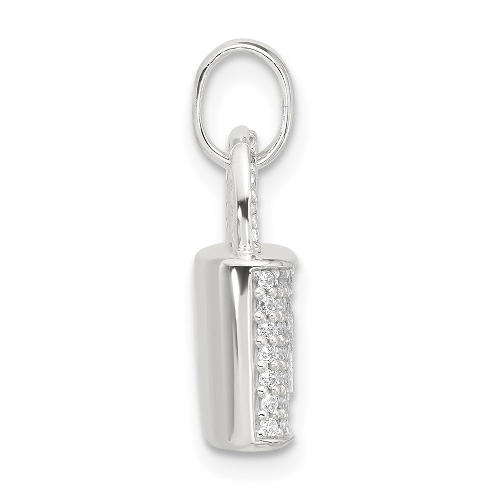 Sterling Silver E-Coated CZ Lock Pendant