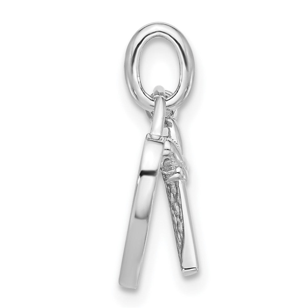 Sterling Silver Rhodium-Plated CZ Key and Heart Pendant