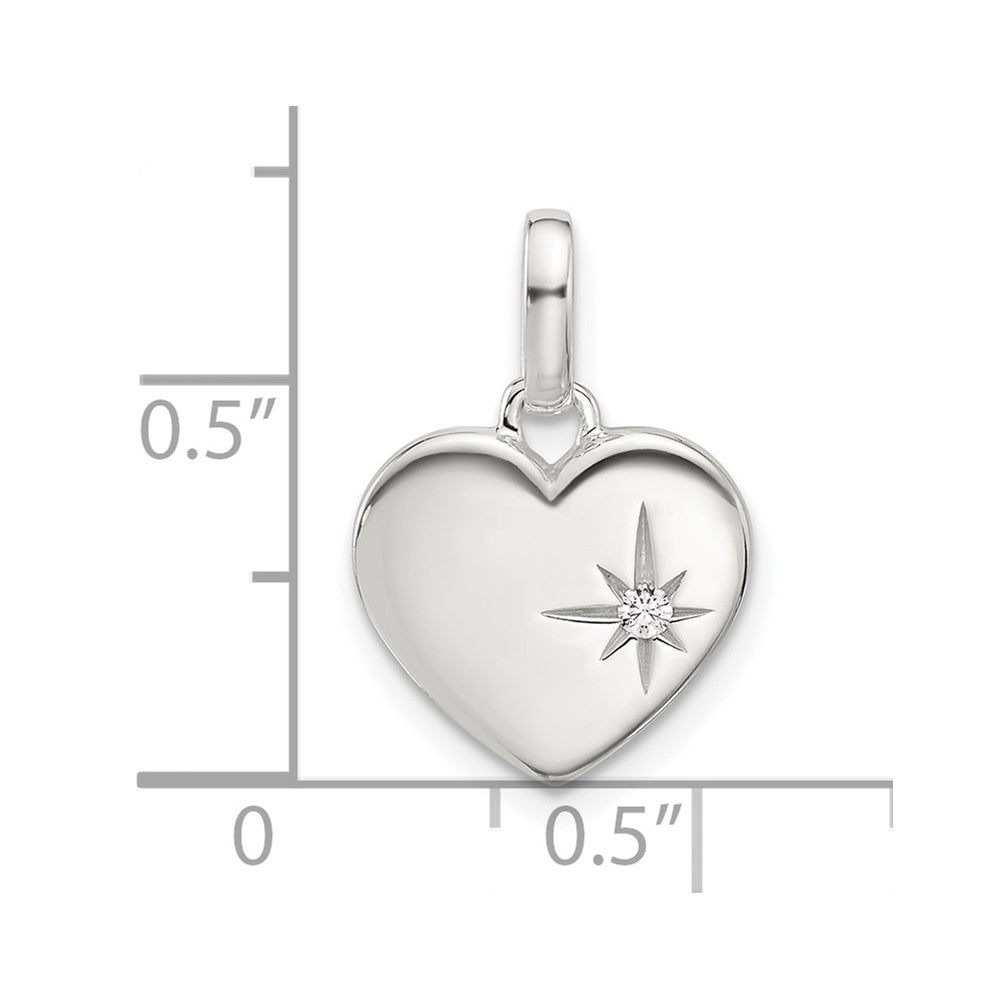 Sterling Silver E-Coated CZ Heart Pendant