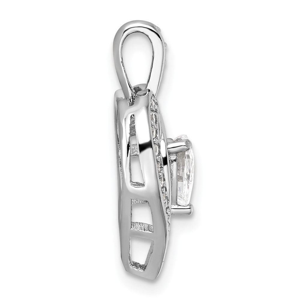 Sterling Silver Rhodium-Plated CZ Heart Pendant