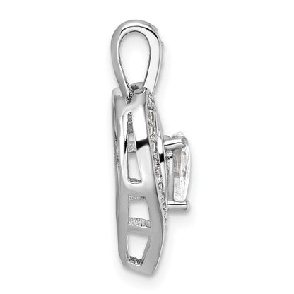 Sterling Silver Rhodium-Plated CZ Heart Pendant