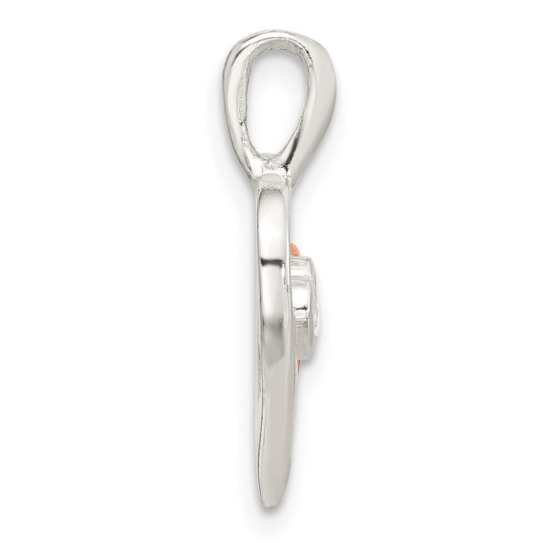 Sterling Silver E-Coat and Rose-Tone CZ Hearts Pendant