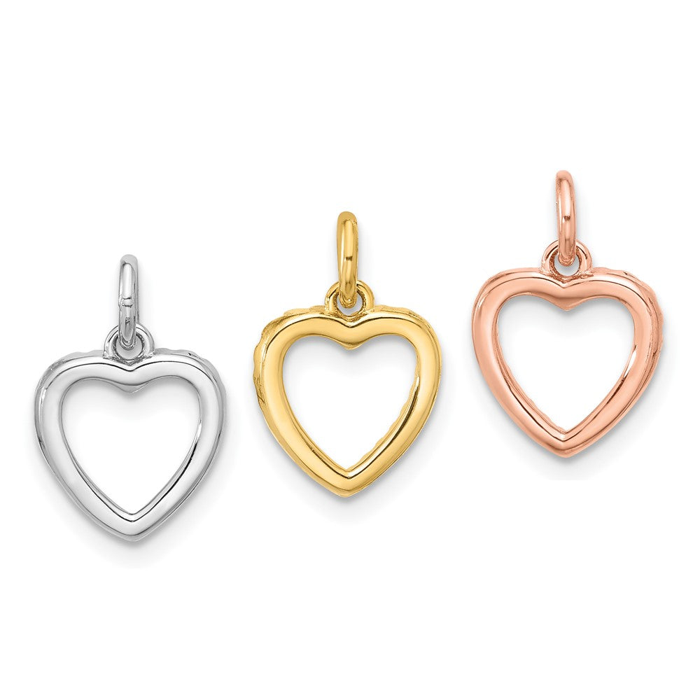 Sterling Silver Rhodium-Plated Gold and Rose-Tone CZ 3 Hearts Pendant