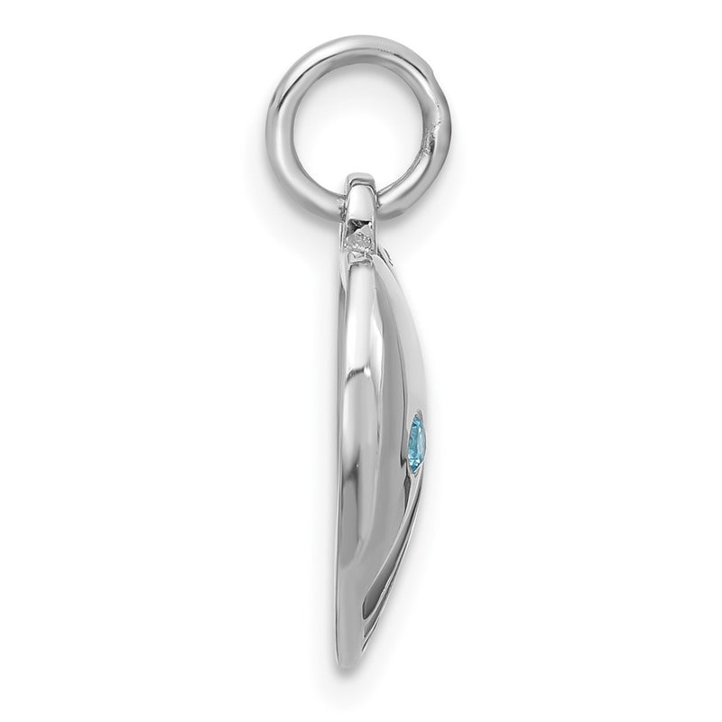 Sterling Silver Rhodium-Plated Enameled with CZ Rainbow Heart Pendant