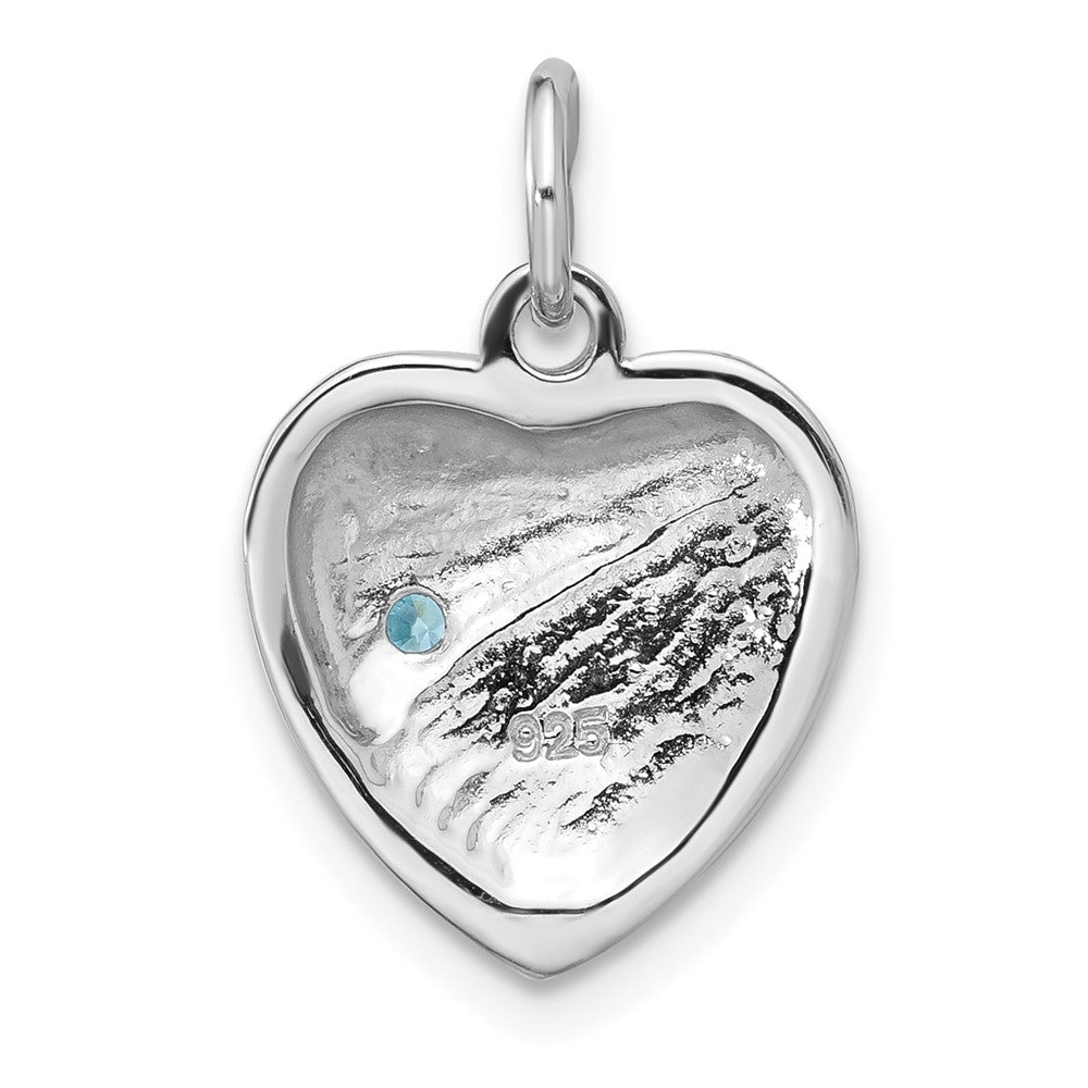 Sterling Silver Rhodium-Plated Enameled with CZ Rainbow Heart Pendant