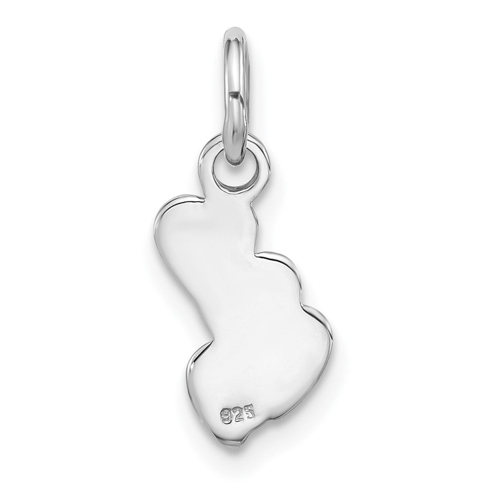Sterling Silver Rhodium-Plated Pink Enameled Hearts Charm Pendant