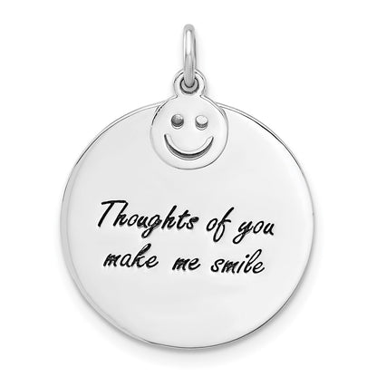 Sterling Silver Rhodium Plated Enameled Thoughts of You.. Pendant
