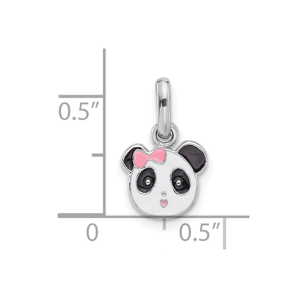 Sterling Silver Rhodium-Plated Enameled Panda Charm Pendant