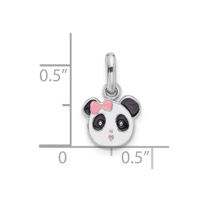 Sterling Silver Rhodium-Plated Enameled Panda Charm Pendant