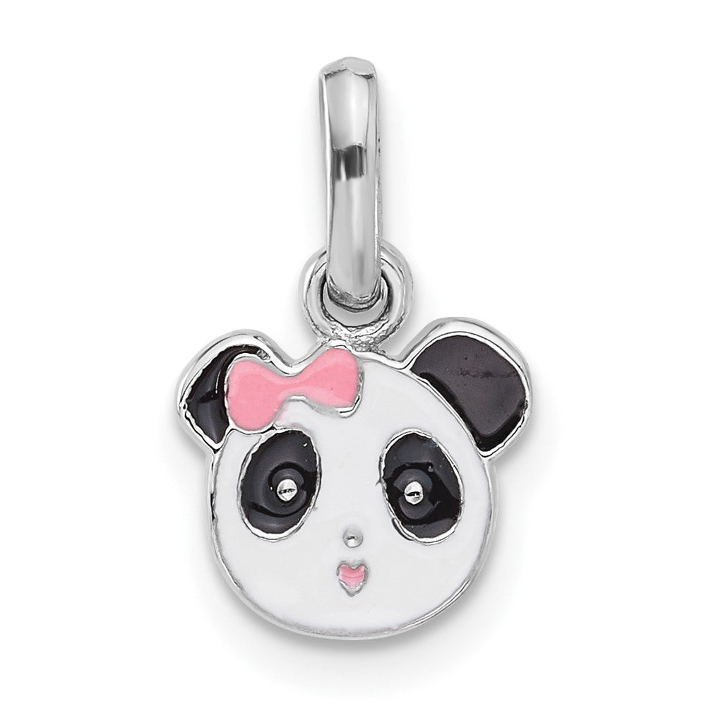 Sterling Silver Rhodium-Plated Enameled Panda Charm Pendant