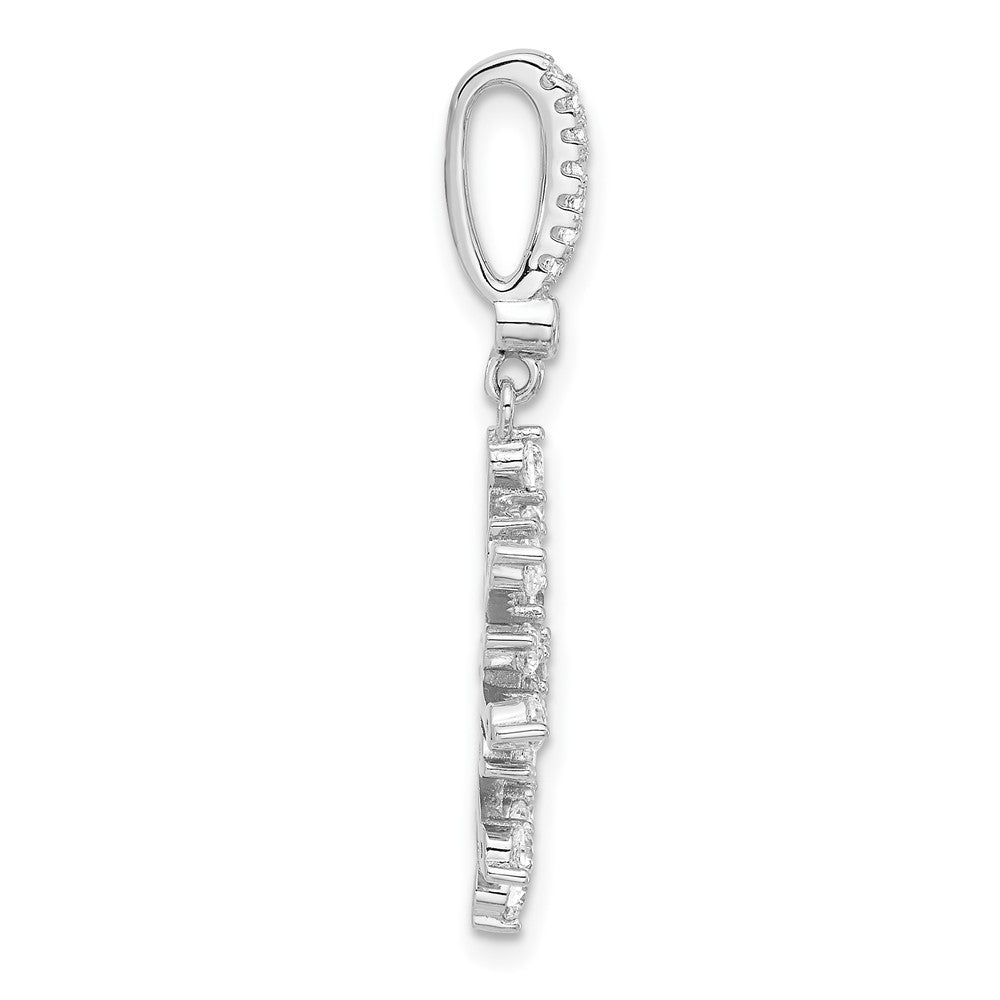 Sterling Silver Rhodium-Plated CZ Snowflake Pendant