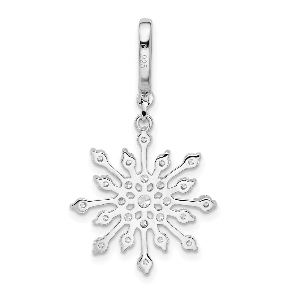 Sterling Silver Rhodium-Plated CZ Snowflake Pendant