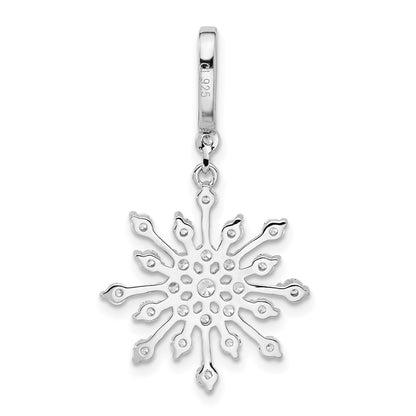 Sterling Silver Rhodium-Plated CZ Snowflake Pendant