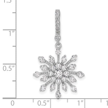 Sterling Silver Rhodium-Plated CZ Snowflake Pendant