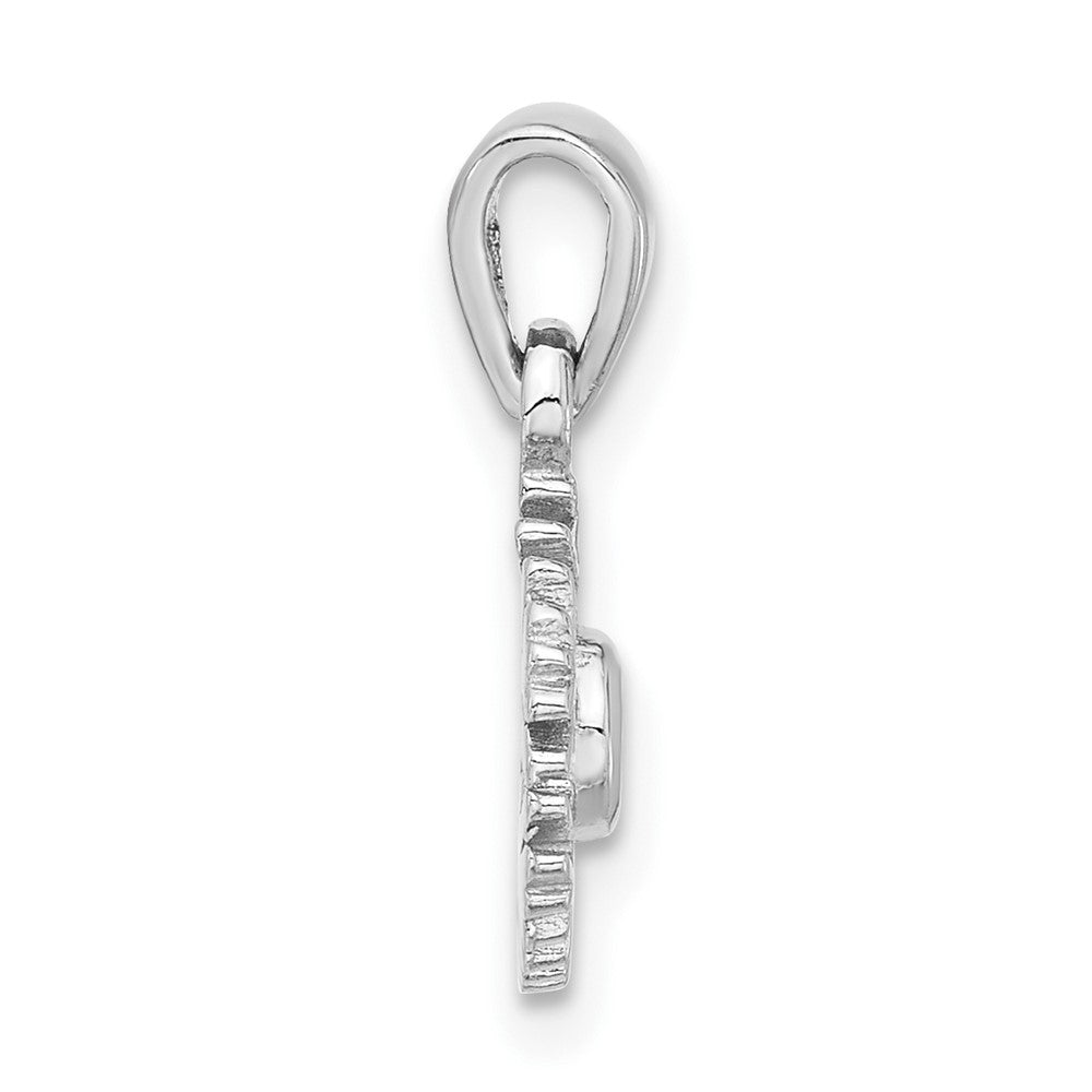 Sterling Silver Rhodium-Plated Aqua CZ Snowflake Pendant