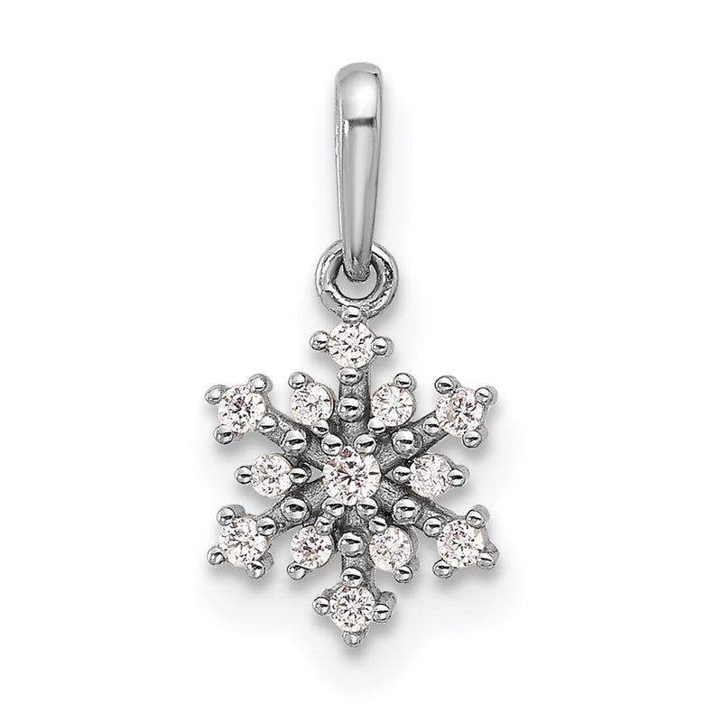 Sterling Silver Rhodium-Plated Polished CZ Snowflake Pendant