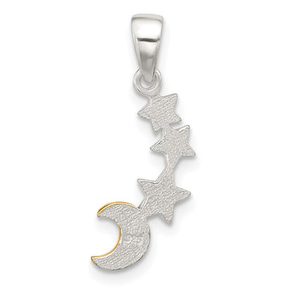 Sterling Silver E-Coat and Gold-Tone Star and Moon Pendant