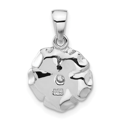 Sterling Silver Rhodium-Plated CZ Flower Pendant