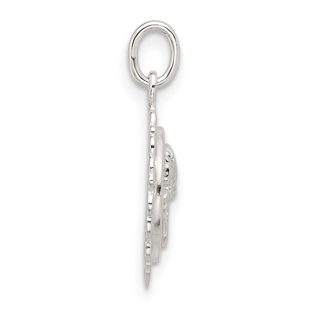 Sterling Silver E-Coated Rose Charm
