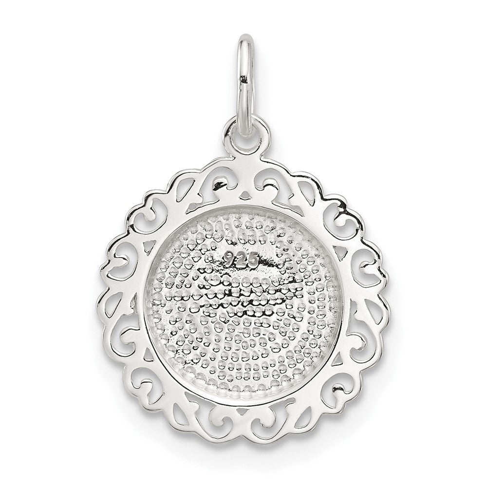 Sterling Silver E-Coated Rose Charm