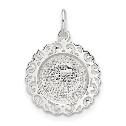 Sterling Silver E-Coated Rose Charm