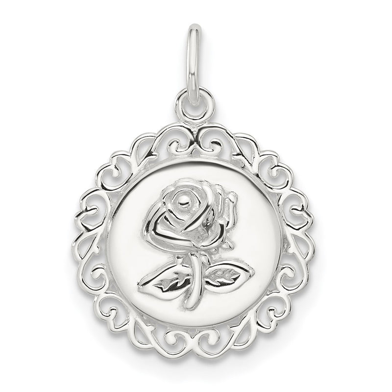 Sterling Silver E-Coated Rose Charm