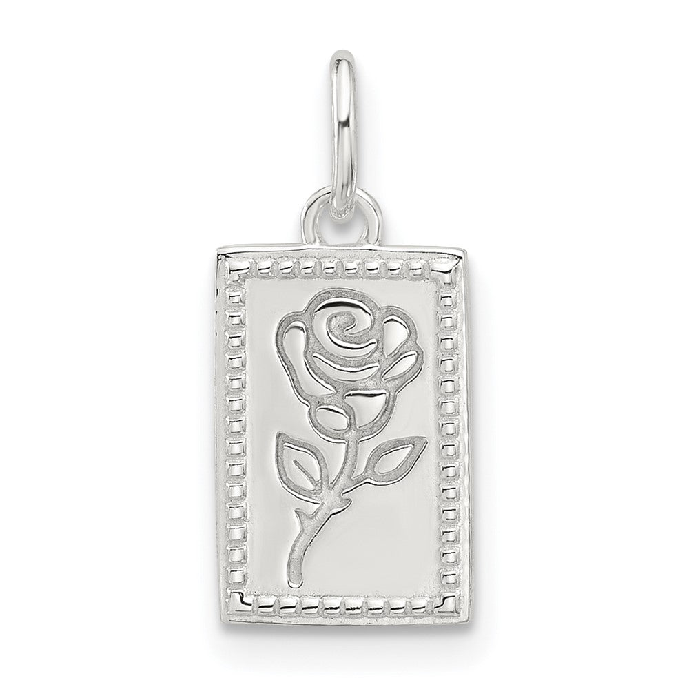 Sterling Silver E-Coated Rose Charm