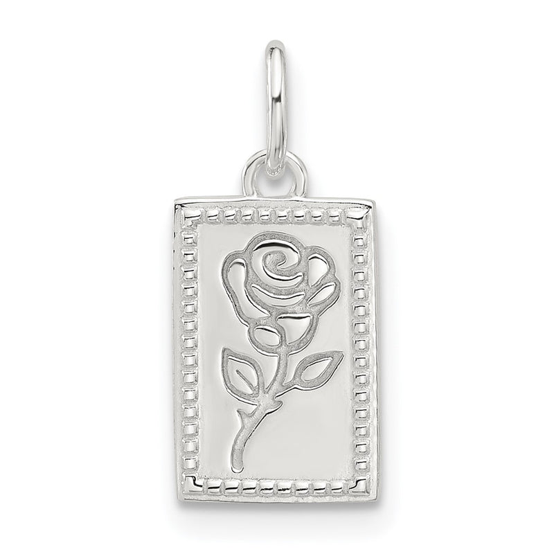 Sterling Silver E-Coated Rose Charm