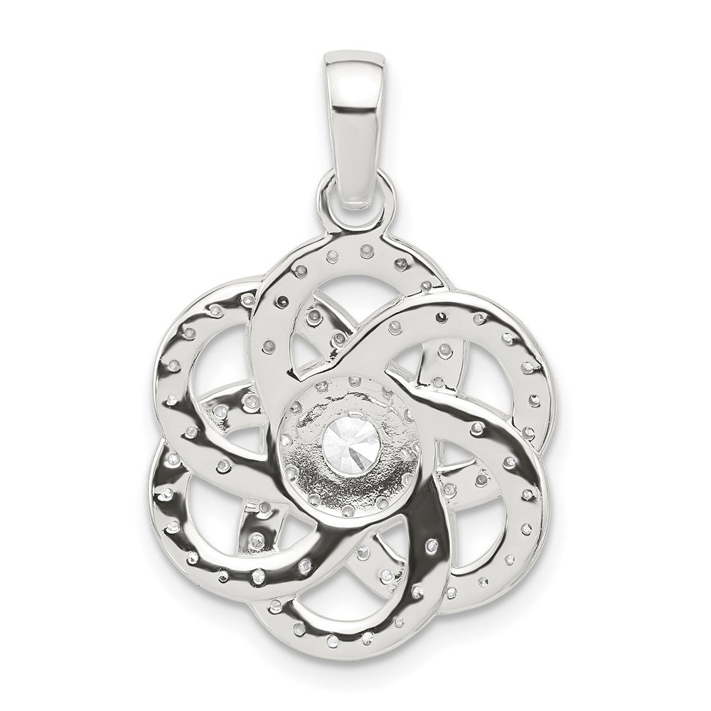Sterling Silver E-Coated CZ Flower Pendant