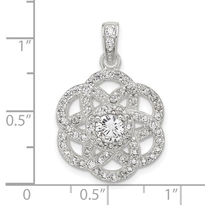 Sterling Silver E-Coated CZ Flower Pendant