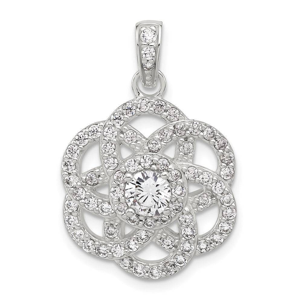Sterling Silver E-Coated CZ Flower Pendant