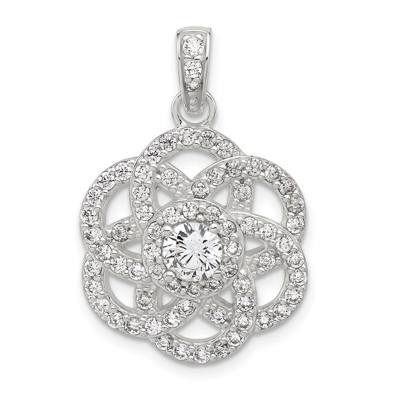 Sterling Silver E-Coated CZ Flower Pendant